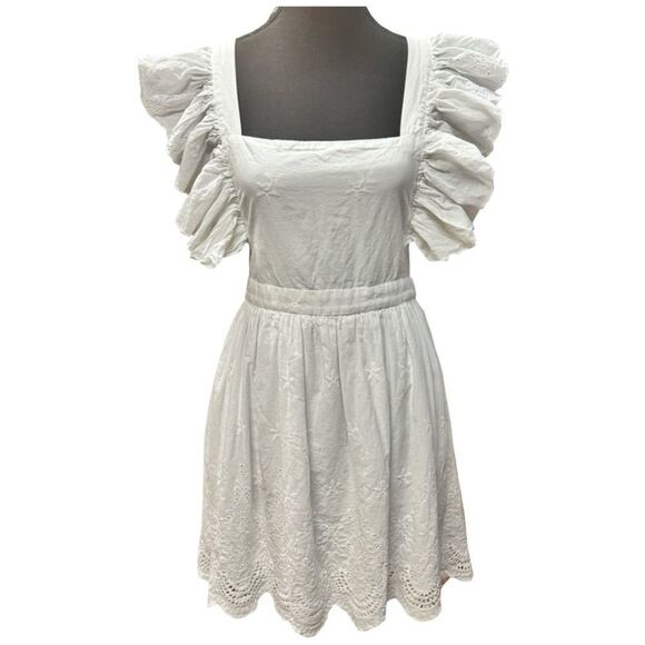 Dress – Size Large MACCS The Label White Ruffle Sleeve Eyelet Dress - Picture 1 of 3